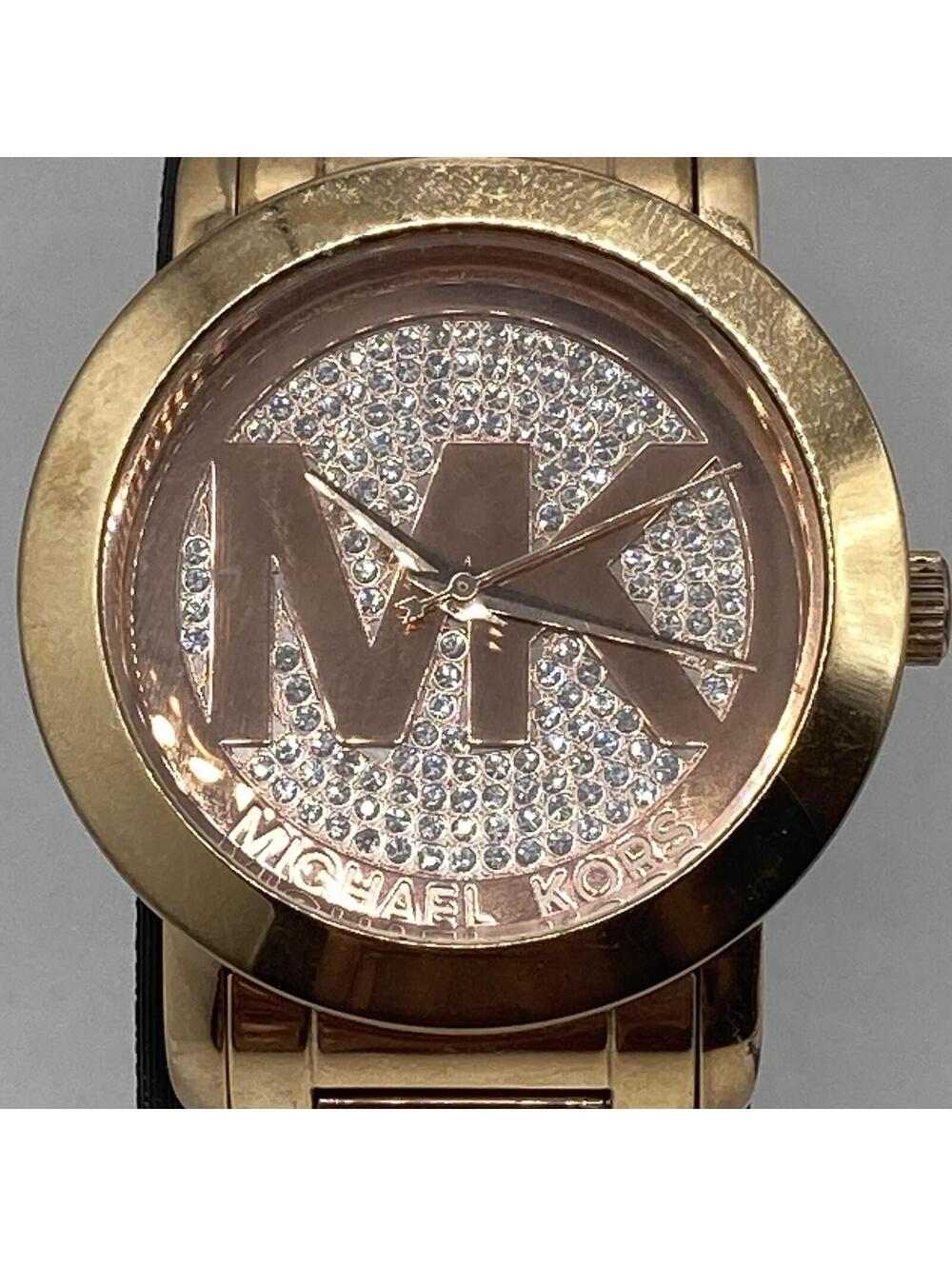 Michael Kors MK3394 Runway Rose Gold Crystal Pave Glitz Oversized MK Logo Watch - Picture 3 of 9